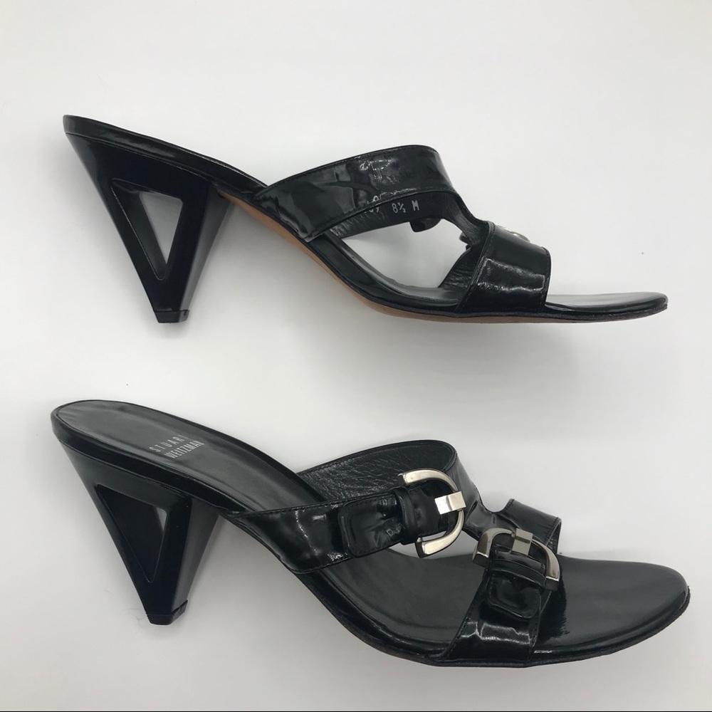 Stuart Weitzman Patent Leather Triangle Cut Out Heels